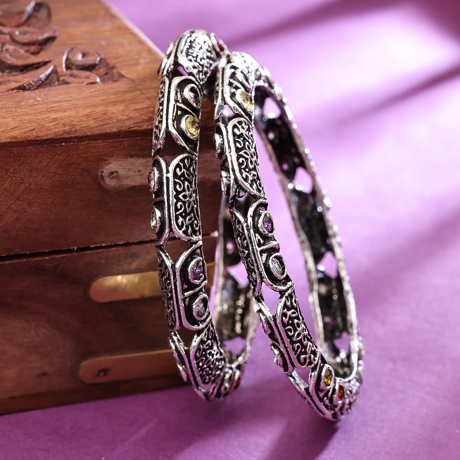 Sukkhi Oxidized Silver NA Bangles for Women