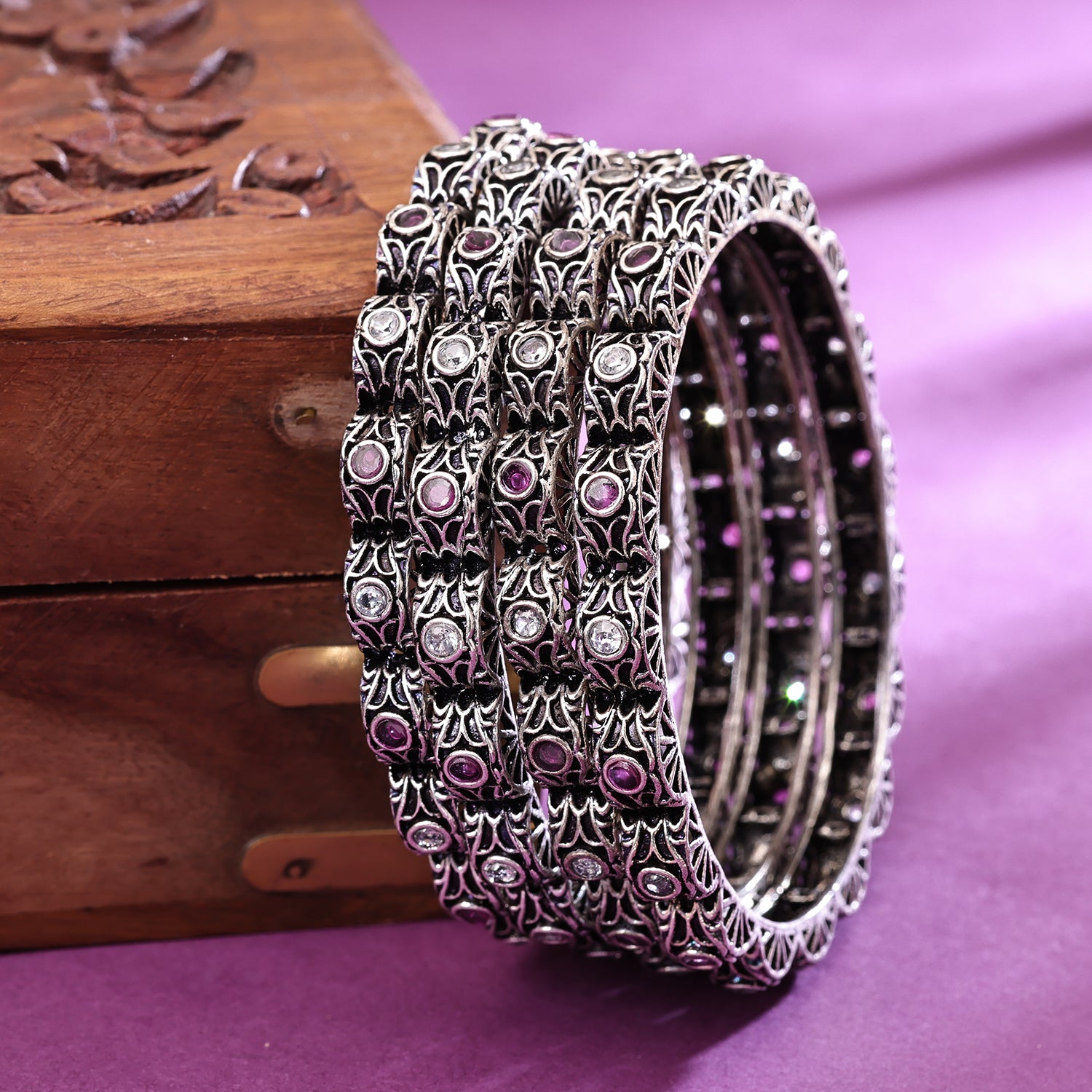 Sukkhi Oxidized Silver NA Bangles for Women