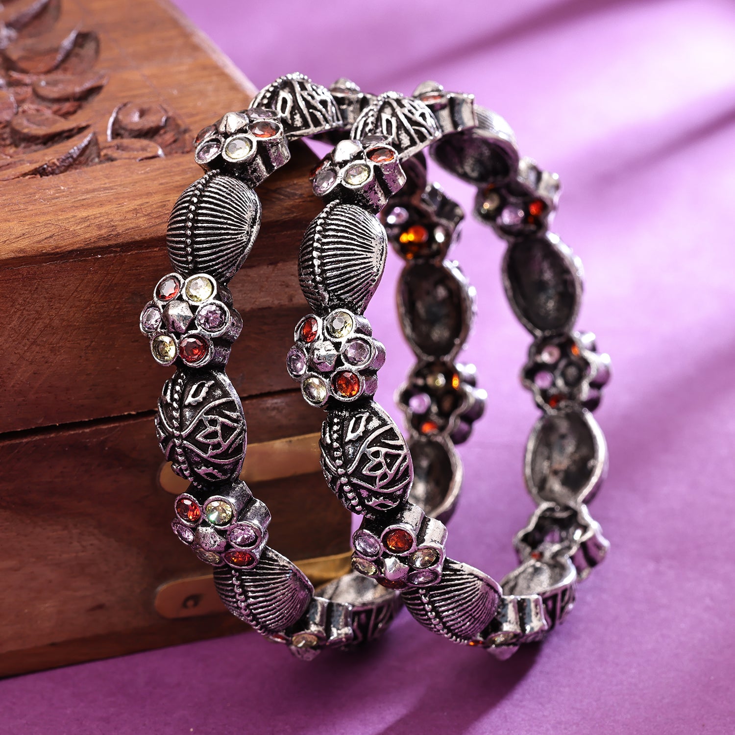 Sukkhi Oxidized Silver NA Bangles for Women