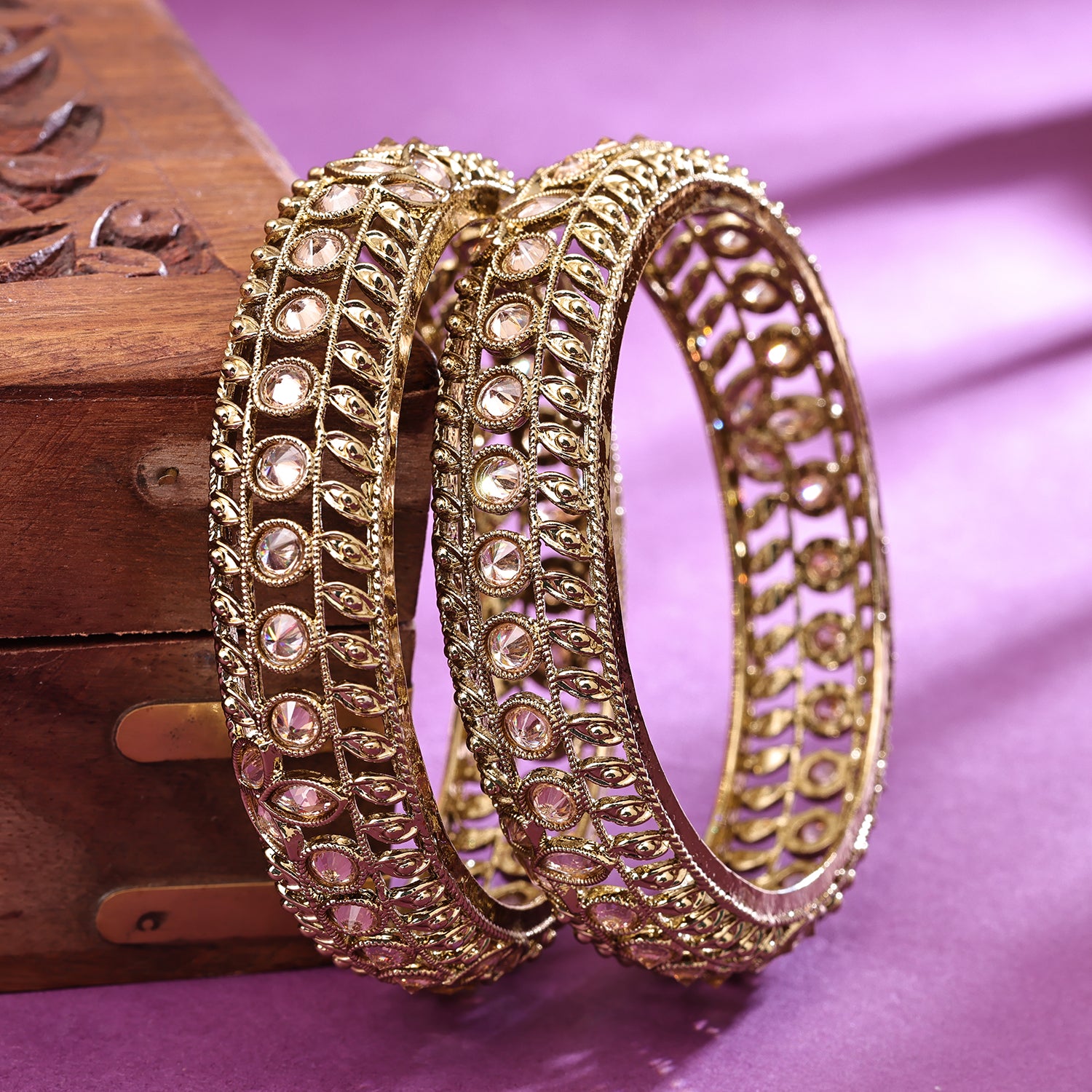 Sukkhi Gold Plated Golden Pearl Bangles for Women