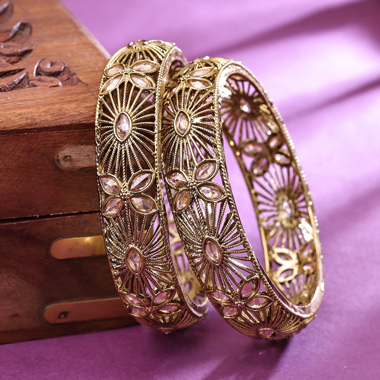 Sukkhi Gold Plated Golden Pearl Bangles for Women