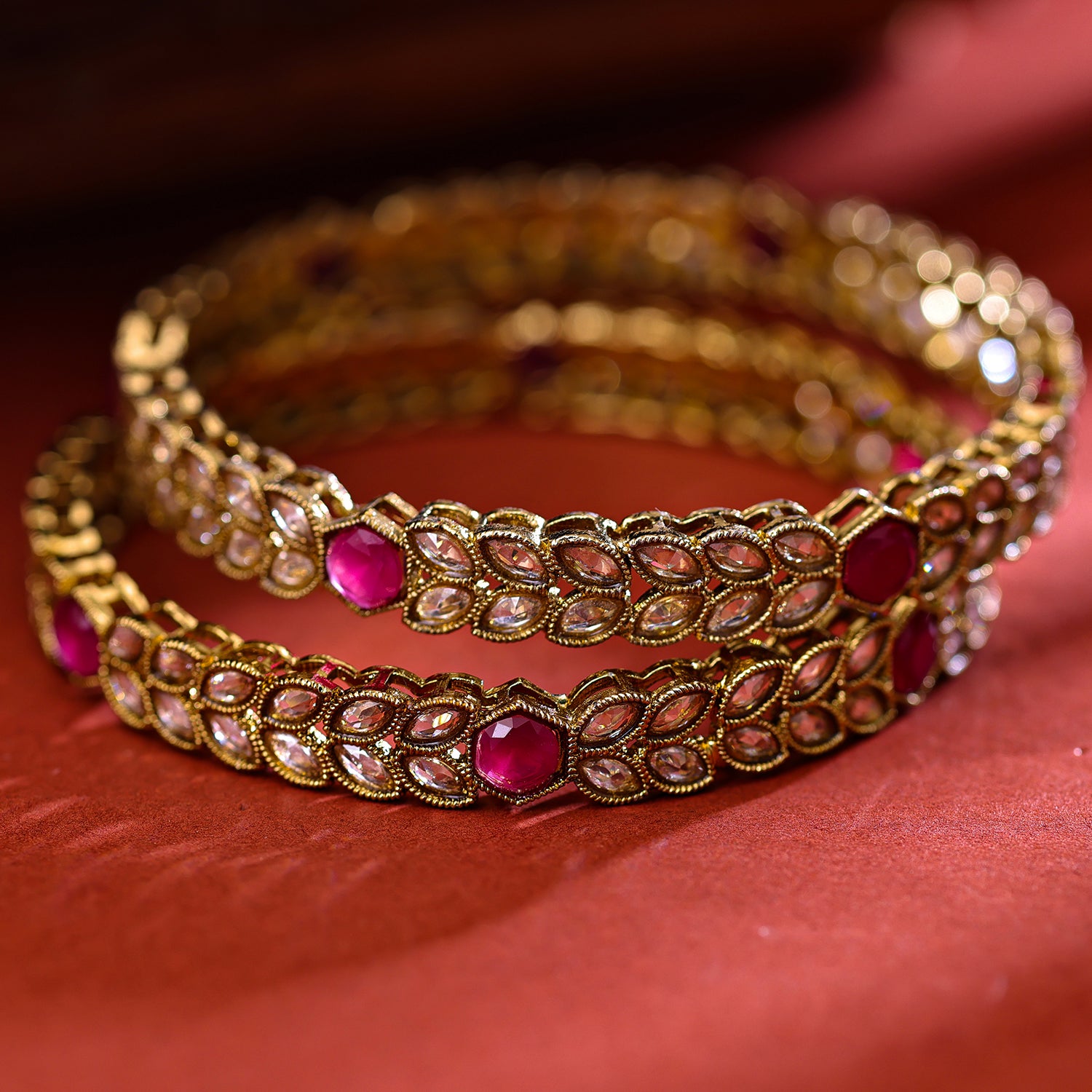 Gold plated hot sale pearl bangles