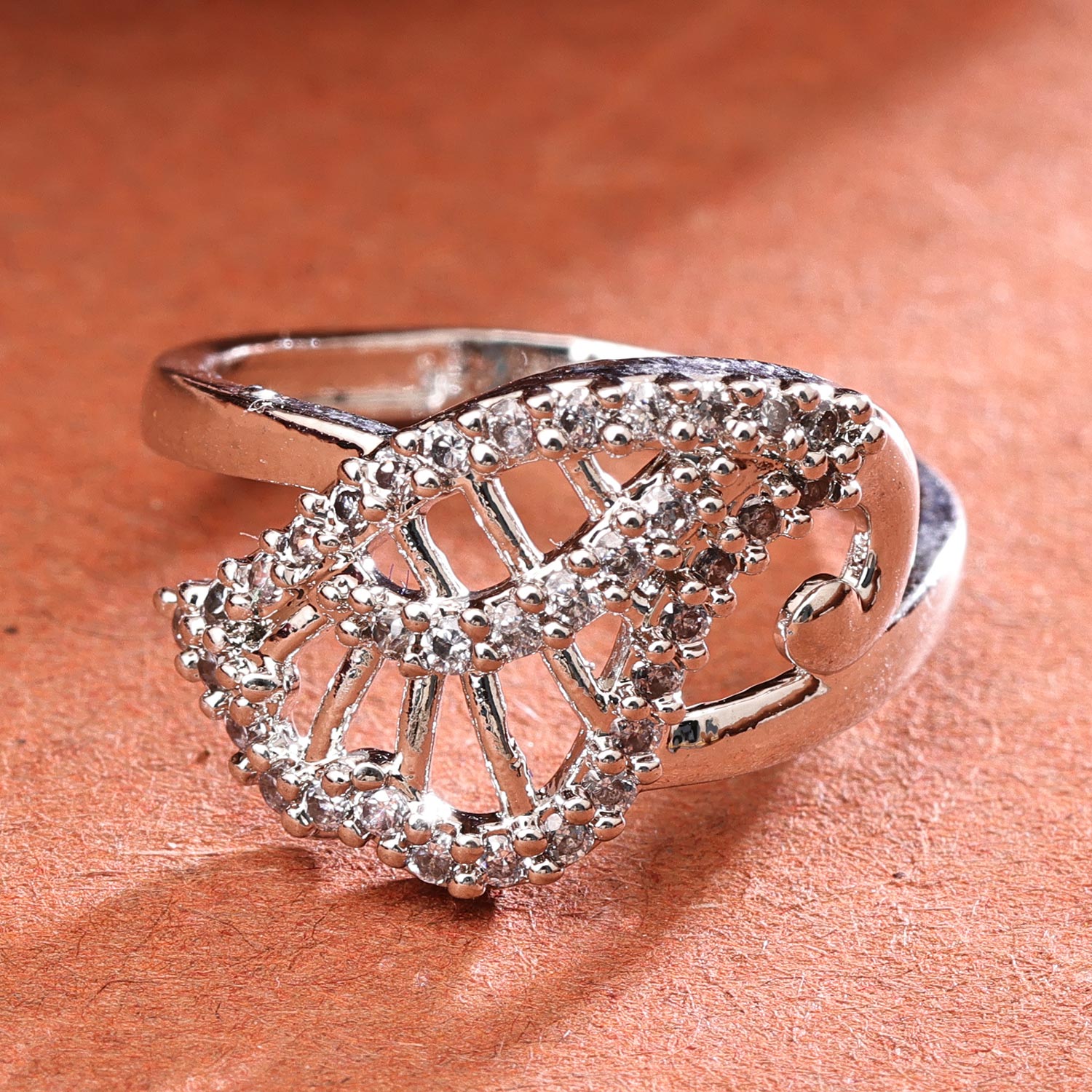 Sukkhi Delicate Silver Rhodium Plated CZ Ring for Women