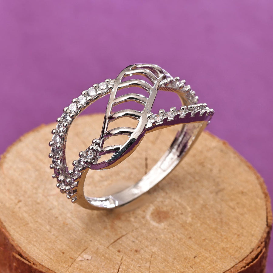 Sukkhi Glorious Silver Rhodium Plated CZ Ring for Women