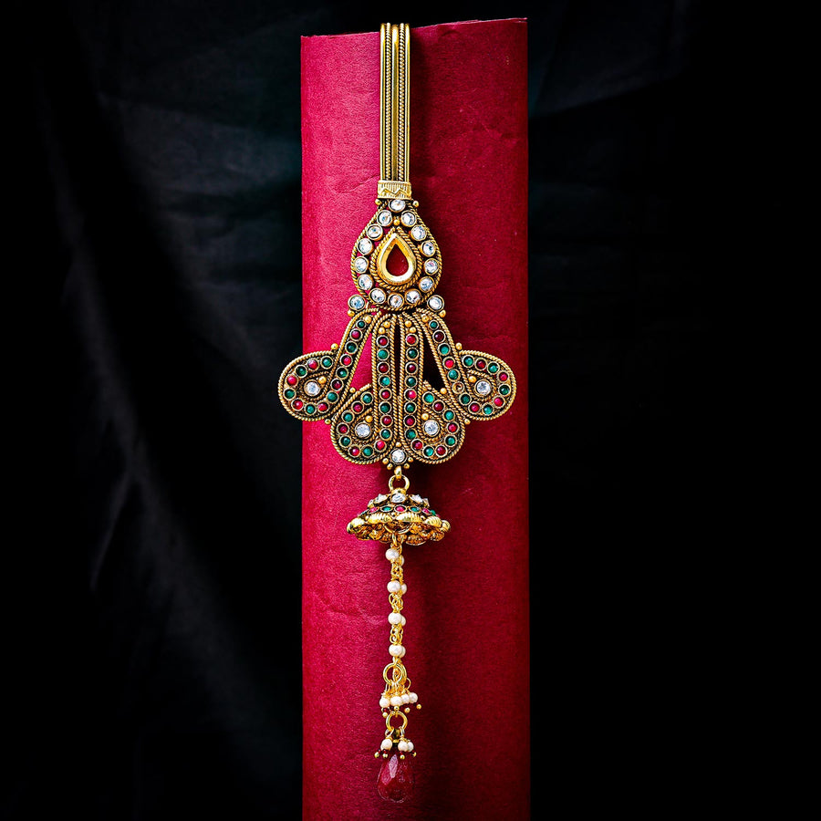 Sukkhi Lovely Golden Gold Plated Kundan & Pearl Chabi Challa for Women