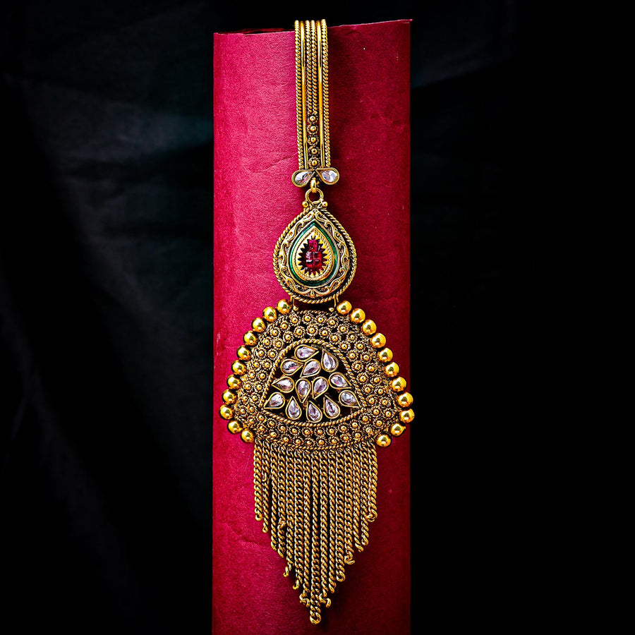 Sukkhi Delightful Golden Gold Plated Kundan Chabi Challa for Women