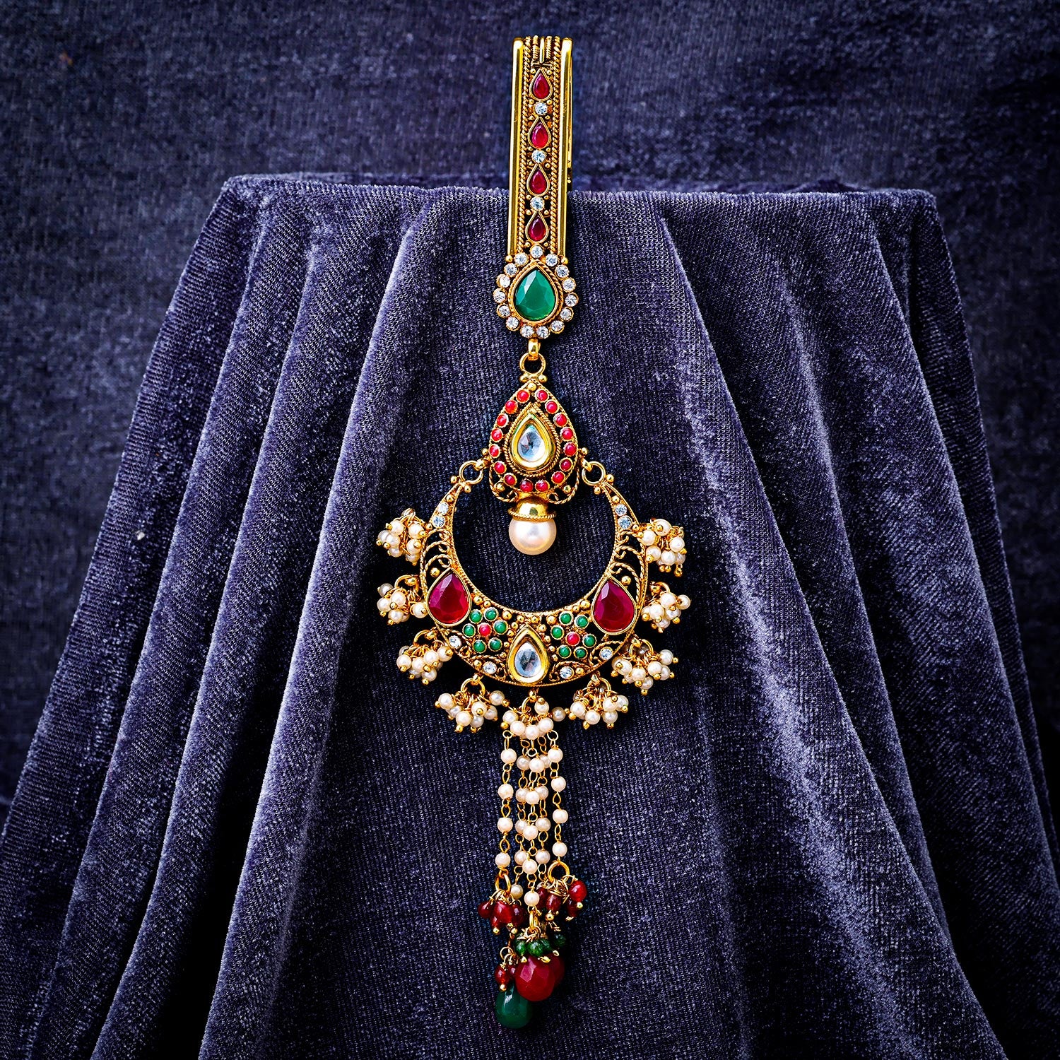 Sukkhi Glorious Golden Gold Plated Kundan & Pearl Chabi Challa for Women