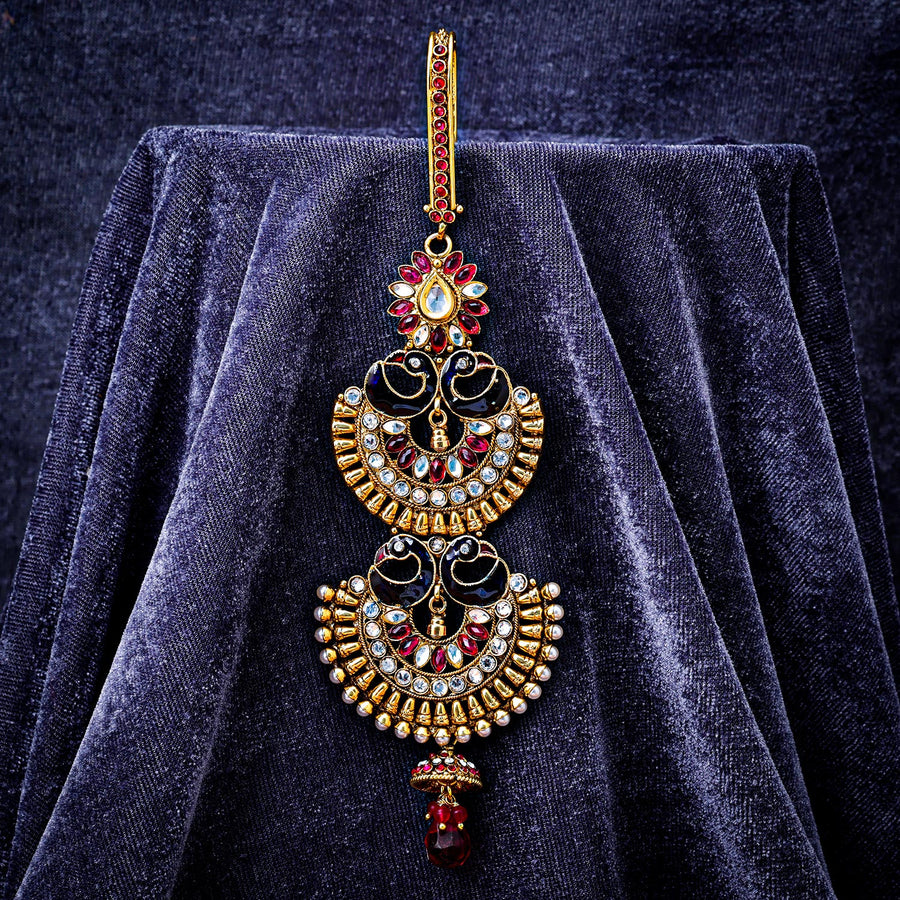 Sukkhi Exclusive Golden Peacock Gold Plated Kundan & Pearl Chabi Challa for Women