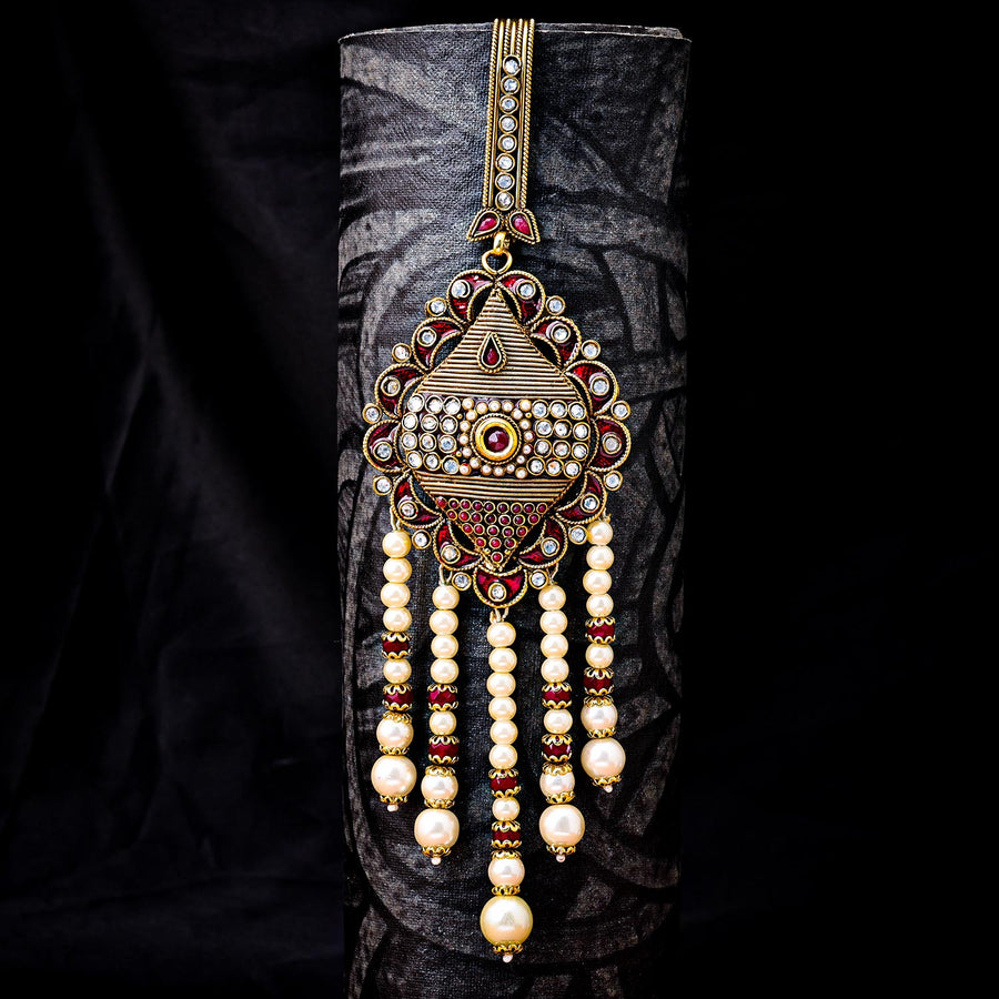 Sukkhi Stunning Golden Gold Plated Kundan & Pearl Chabi Challa for Women