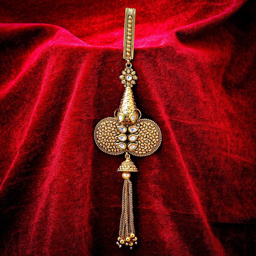 Sukkhi Traditional Golden Gold Plated Kundan & Pearl Chabi Challa for Women