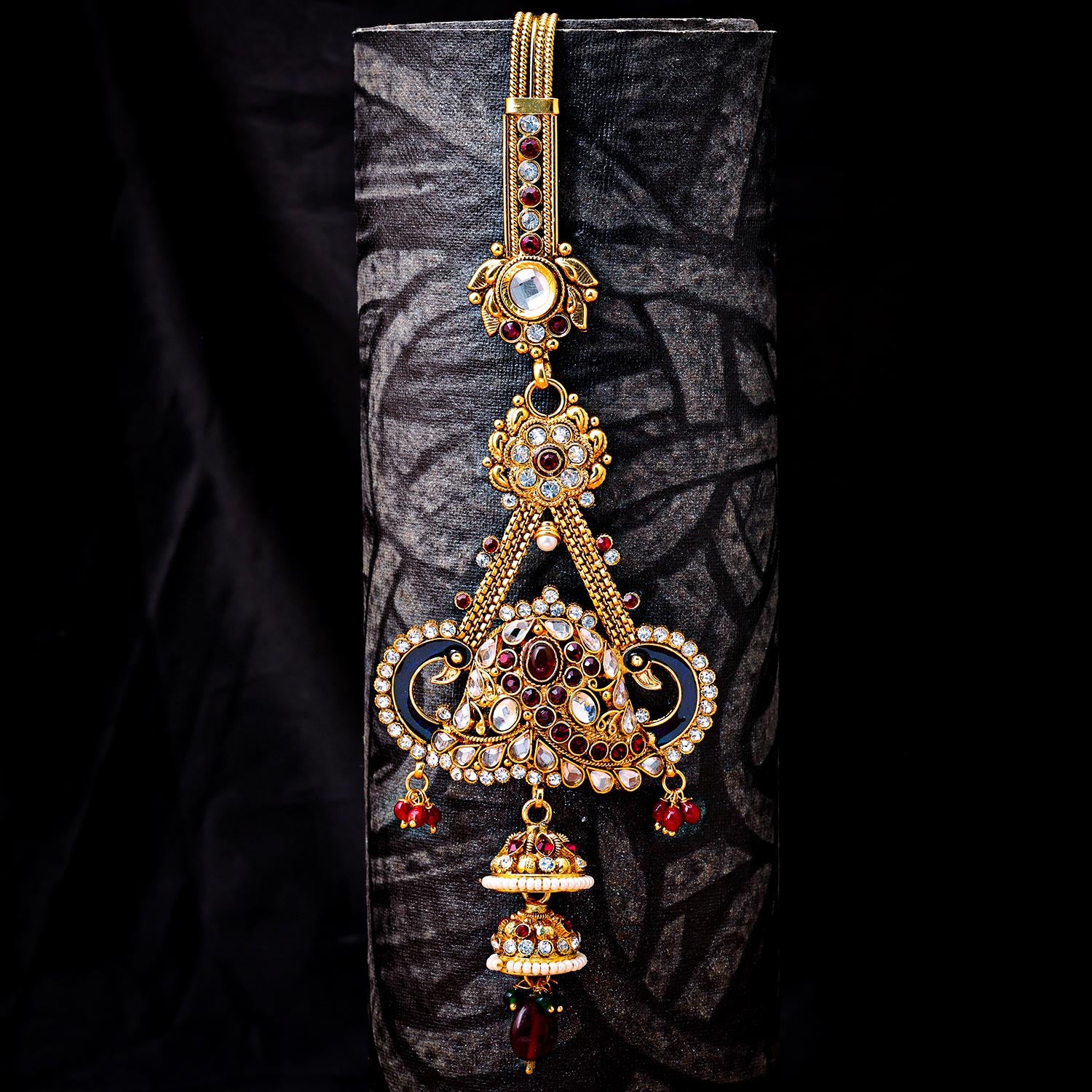 Sukkhi Classy Golden Peacock Gold Plated Kundan & Pearl Chabi Challa for Women