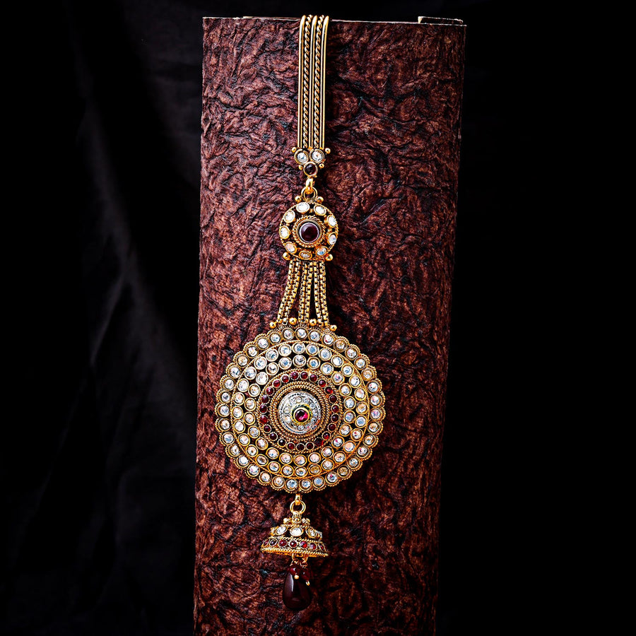 Sukkhi Classic Golden Gold Plated Kundan & Pearl Chabi Challa for Women