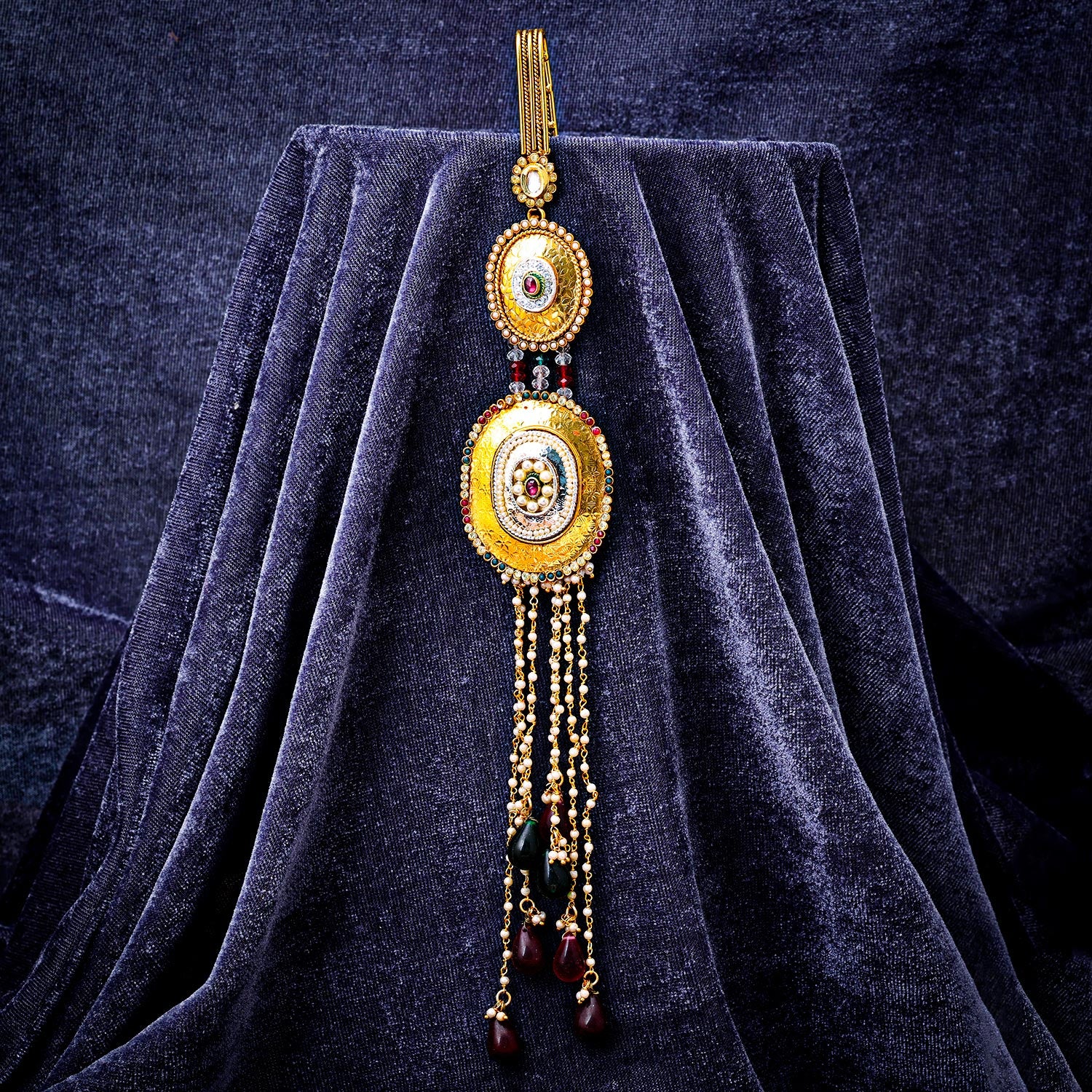 Sukkhi Lavish Golden Gold Plated Kundan & Pearl Chabi Challa for Women