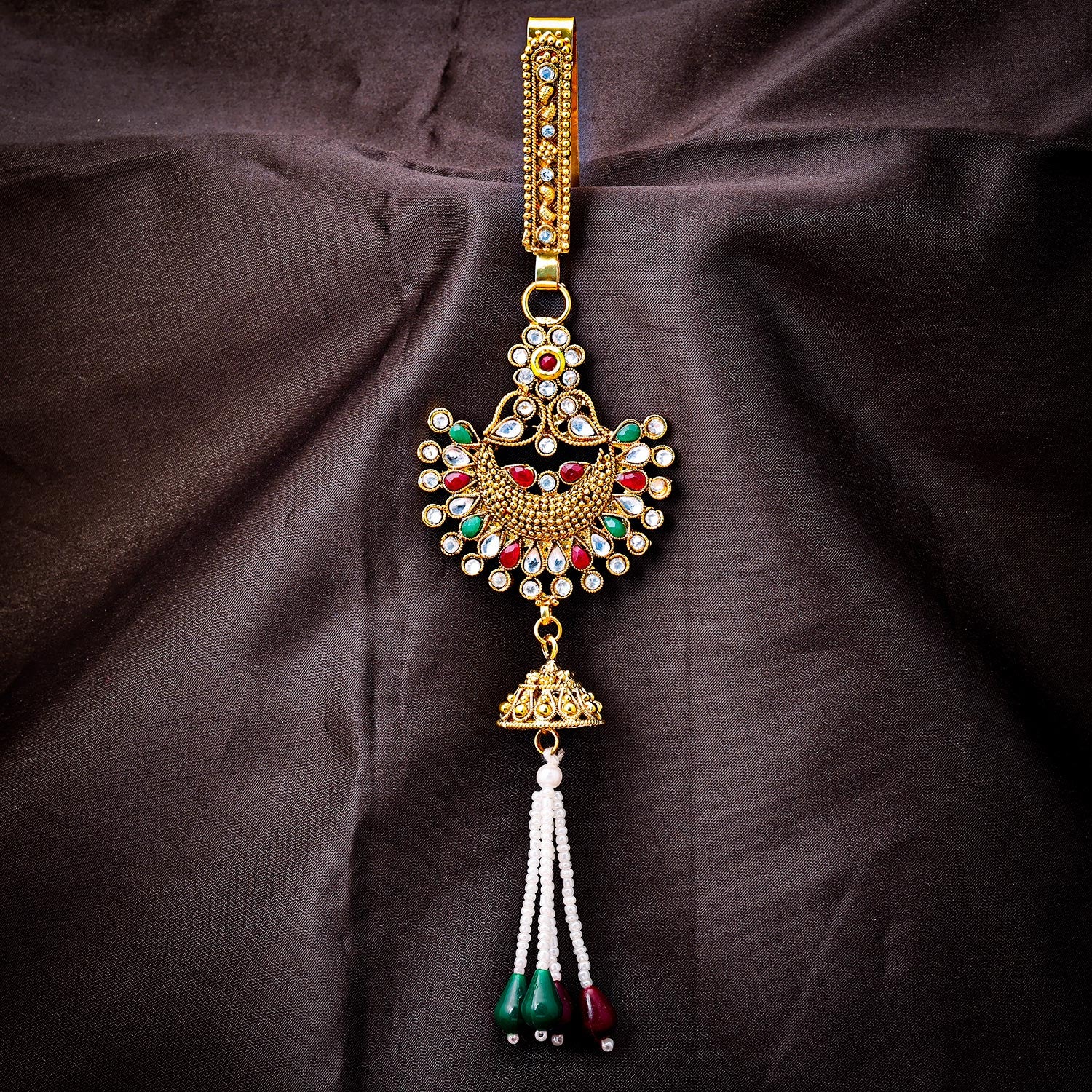 Sukkhi Incrediable Golden Gold Plated Kundan & Pearl Chabi Challa for Women