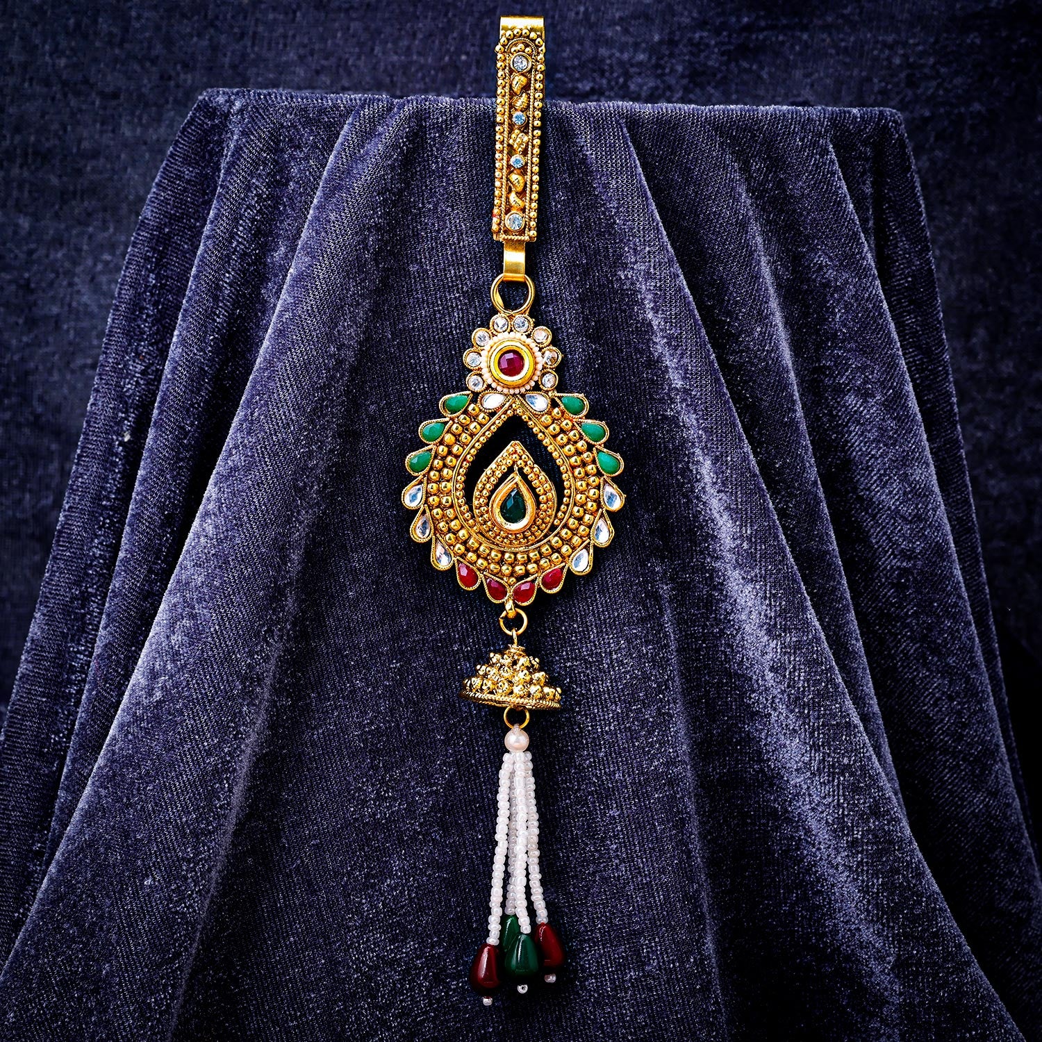Sukkhi Eye Golden Gold Plated Kundan & Pearl Chabi Challa for Women