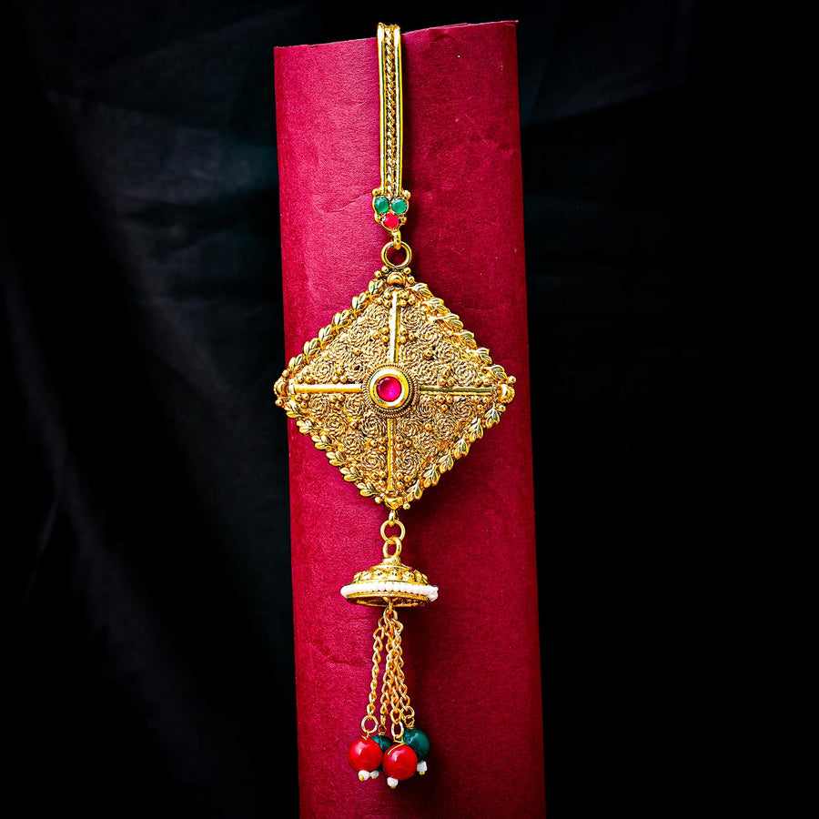 Sukkhi Adorable Golden Gold Plated Kundan & Pearl Chabi Challa for Women