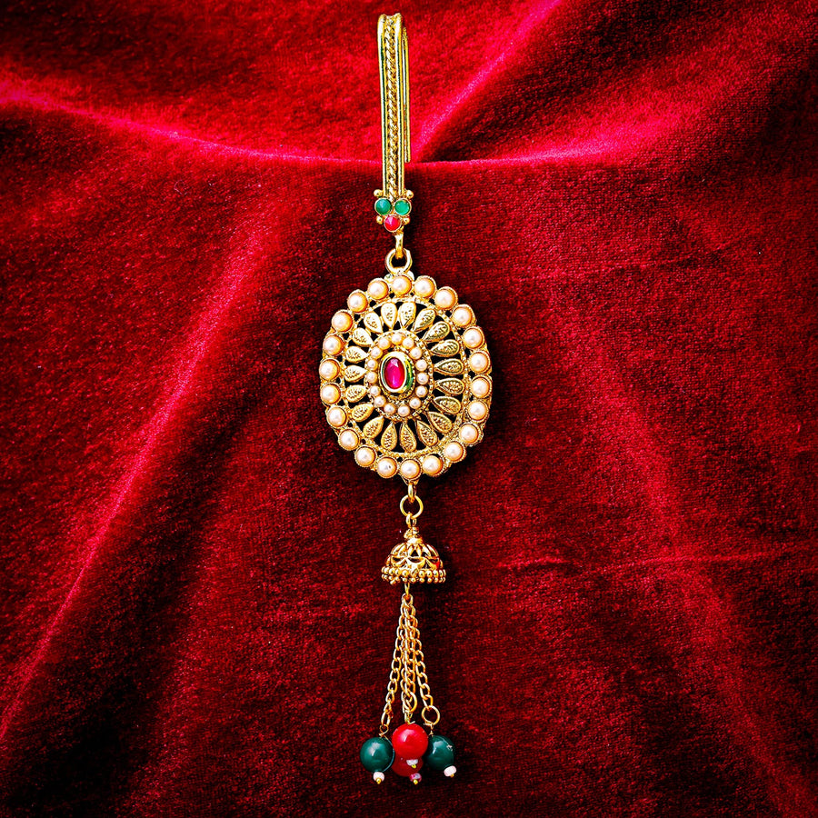 Sukkhi Glitzy Golden Gold Plated Pearl Chabi Challa for Women