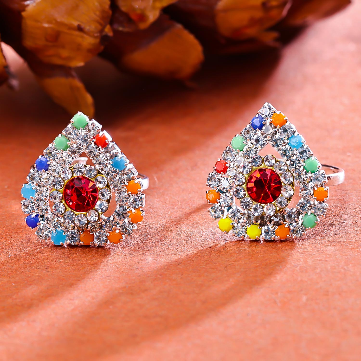 Sukkhi Glittery Silver Rhodium Plated AD Toe Ring for Women