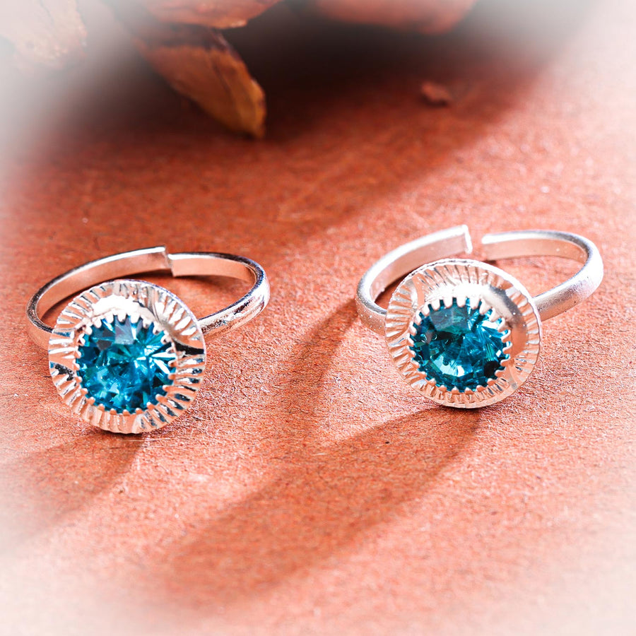 Sukkhi Brilliant Silver Rhodium Plated AD Toe Ring for Women