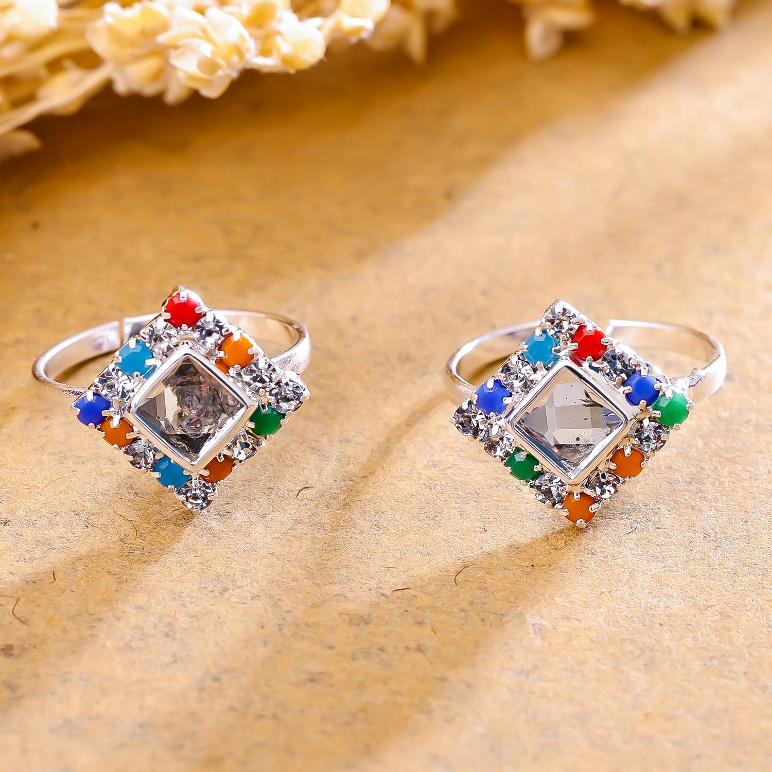 Sukkhi Amazing Silver Rhodium Plated AD Toe Ring for Women