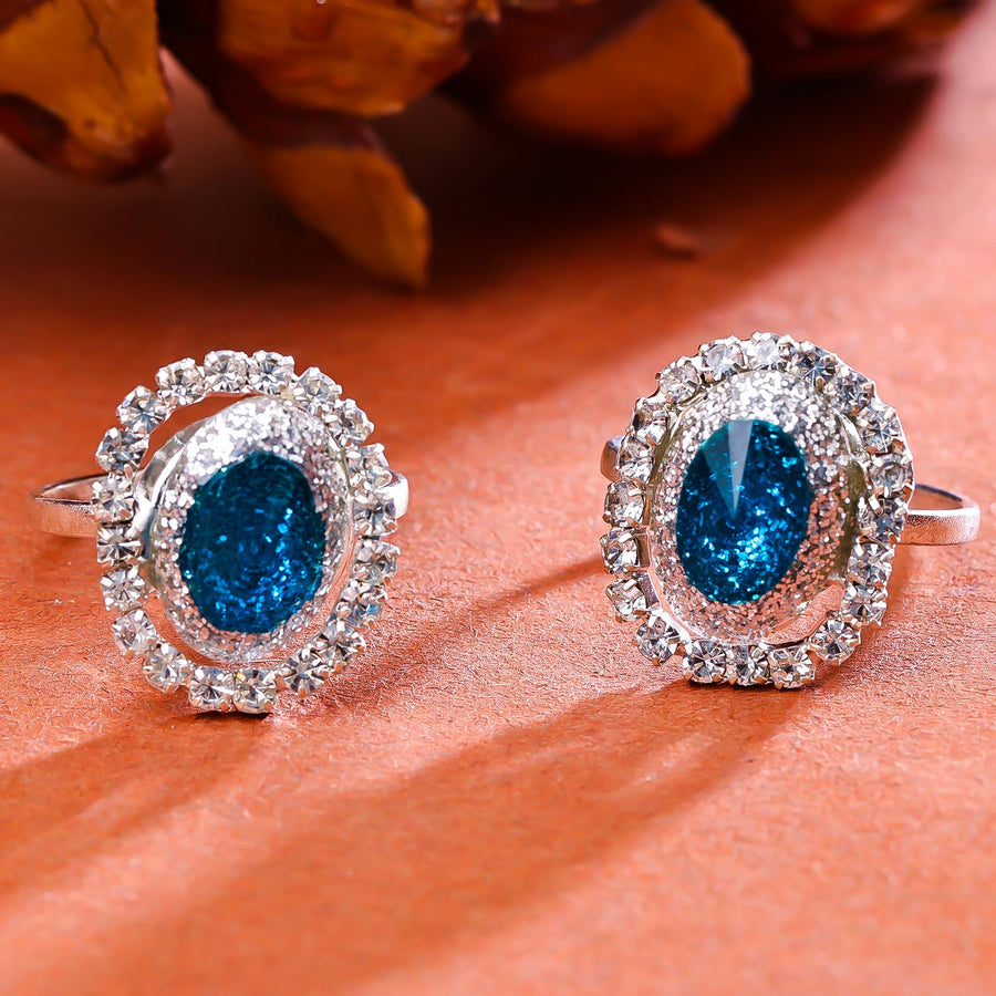 Sukkhi Delicate Silver Rhodium Plated AD Toe Ring for Women