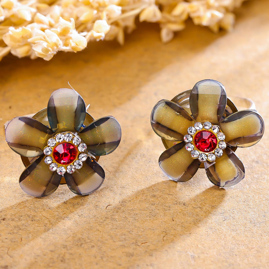 Sukkhi Glimmery Silver Rhodium Plated AD Toe Ring for Women