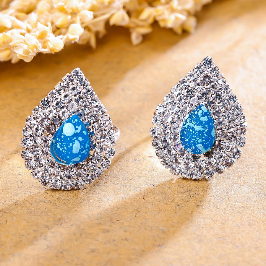 Sukkhi Sparkling Silver Rhodium Plated AD Toe Ring for Women