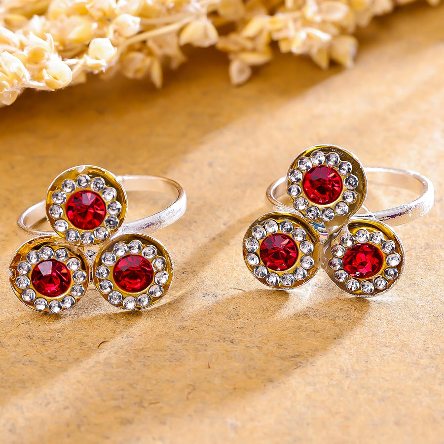 Sukkhi Elegant Silver Rhodium Plated AD Toe Ring for Women