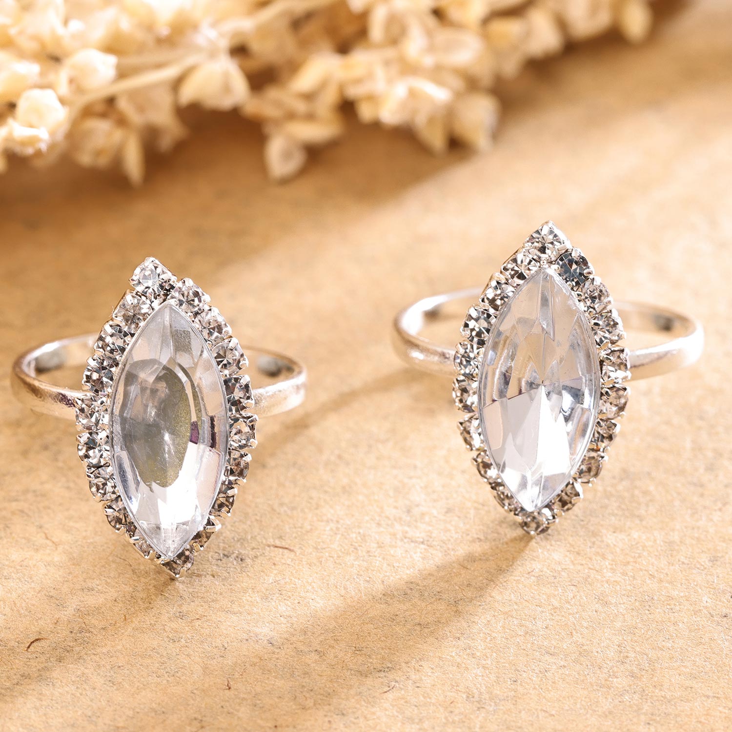 Sukkhi Fabulous Silver Rhodium Plated AD Toe Ring for Women