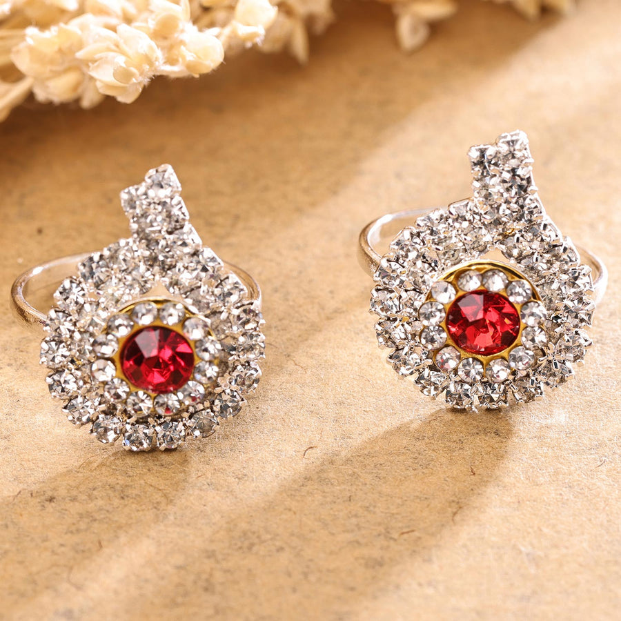 Sukkhi Marvelous Silver Rhodium Plated AD Toe Ring for Women