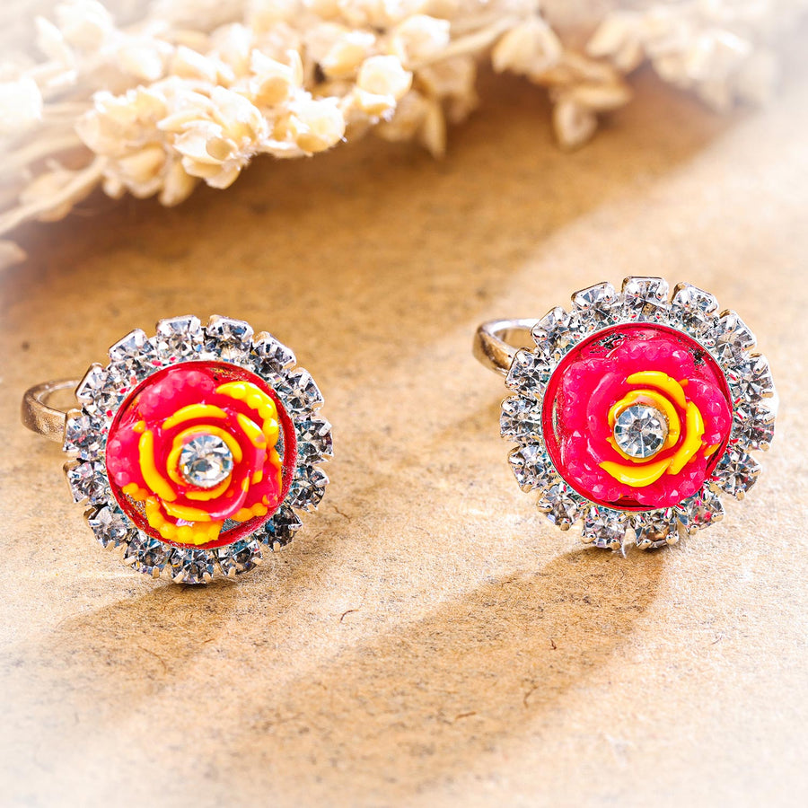 Sukkhi Awesome Silver Rhodium Plated AD Toe Ring for Women