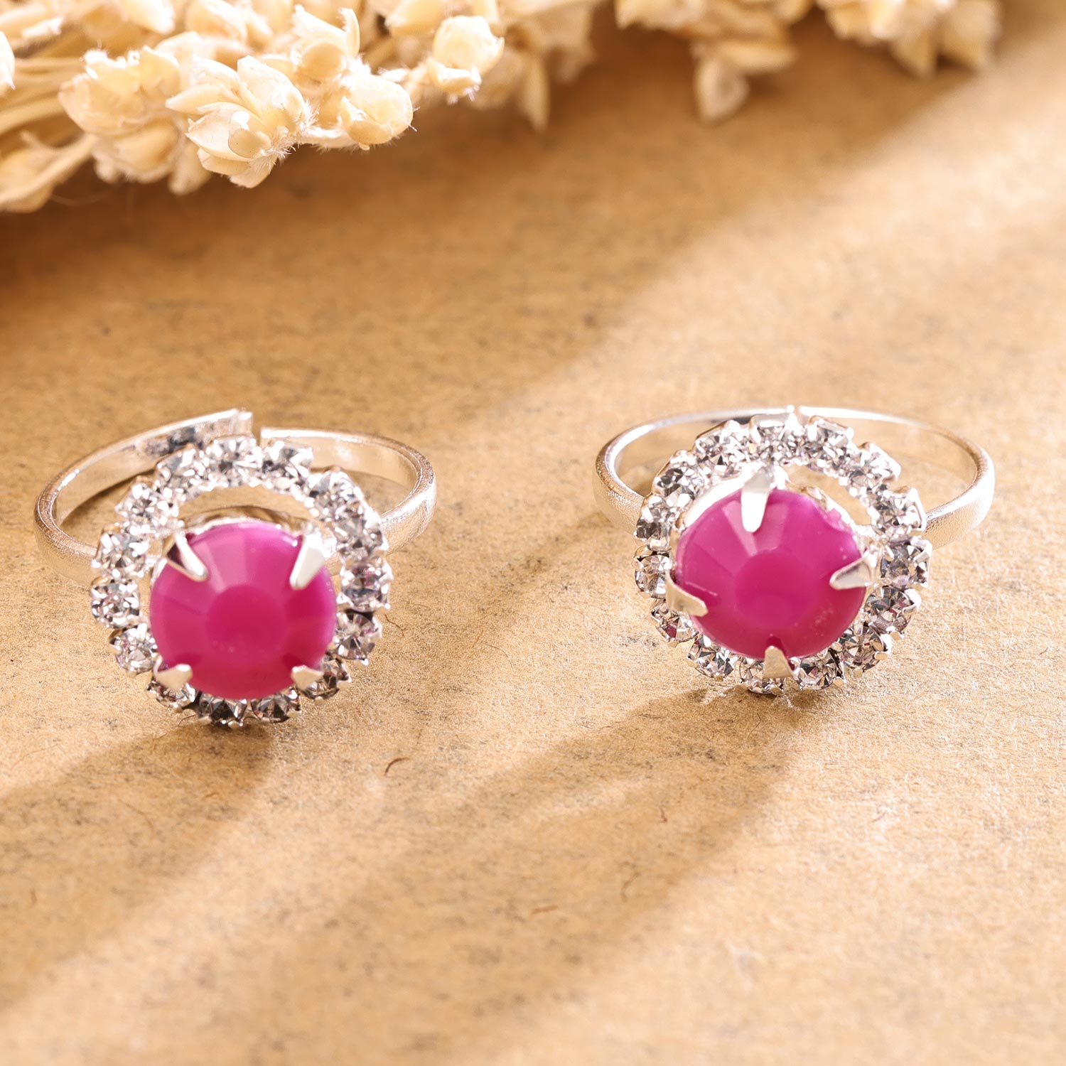 Sukkhi Designer Silver Rhodium Plated AD Toe Ring for Women