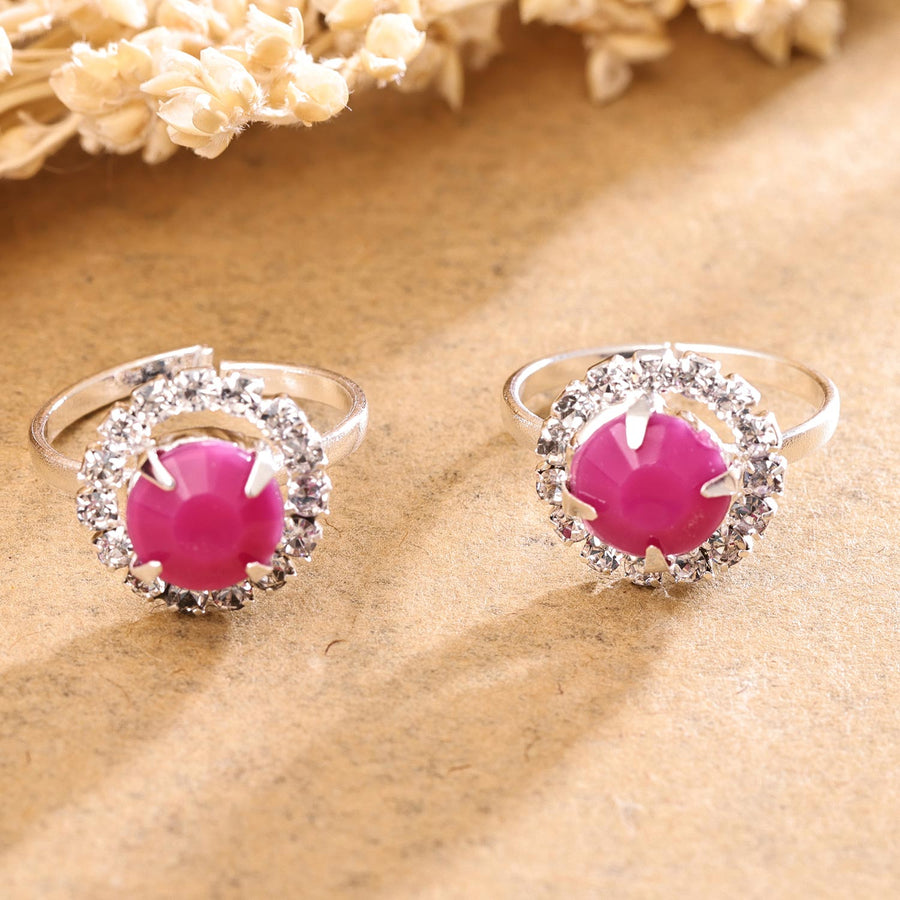 Sukkhi Designer Silver Rhodium Plated AD Toe Ring for Women