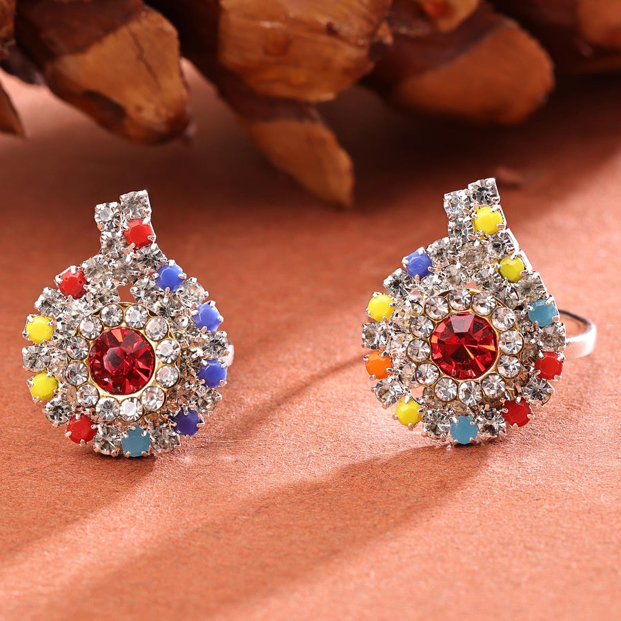 Sukkhi Dazzling Silver Rhodium Plated AD Toe Ring for Women