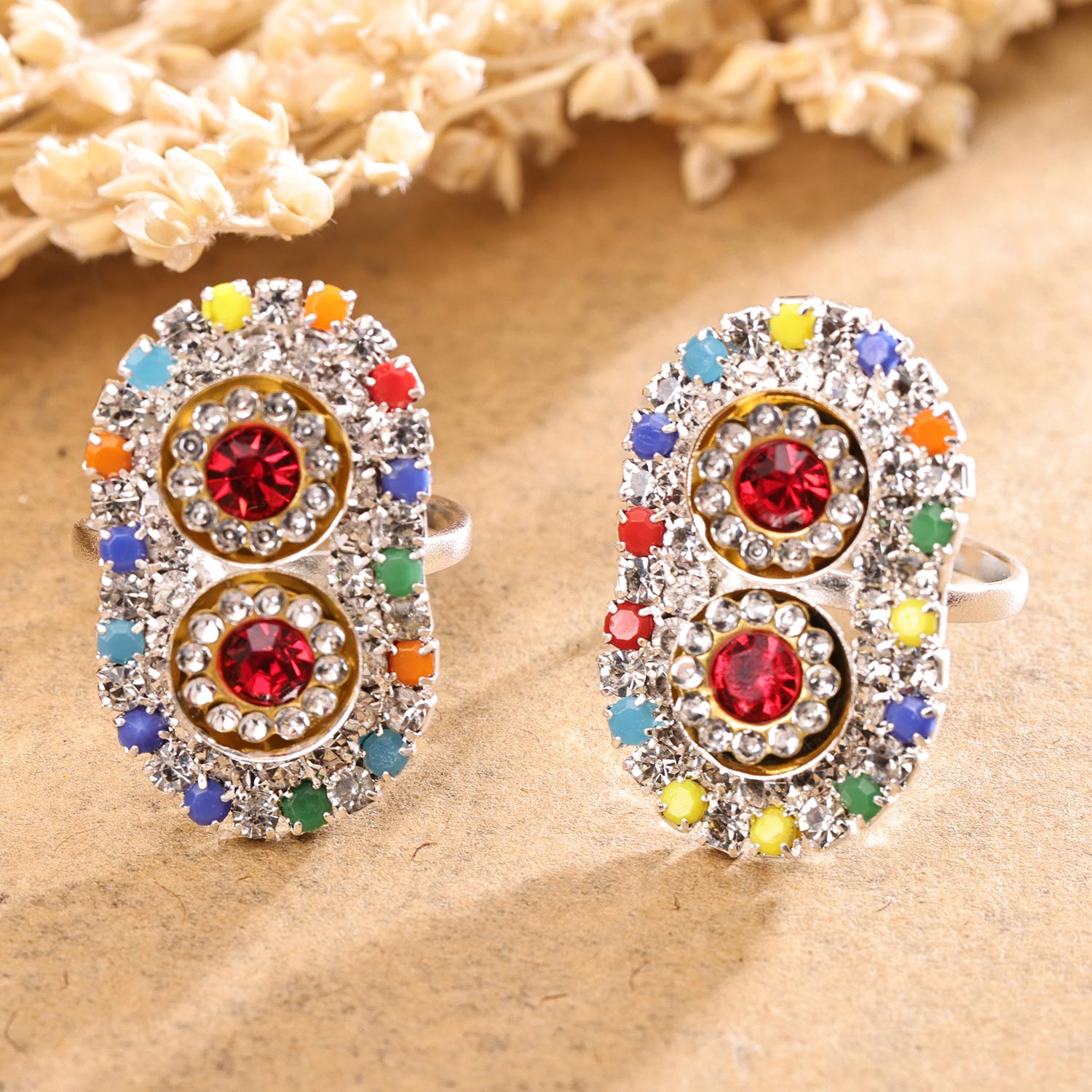 The Amrita Silver Toe-Rings (Pink)-Buy Gemstones Jewellery Online — KO  Jewellery
