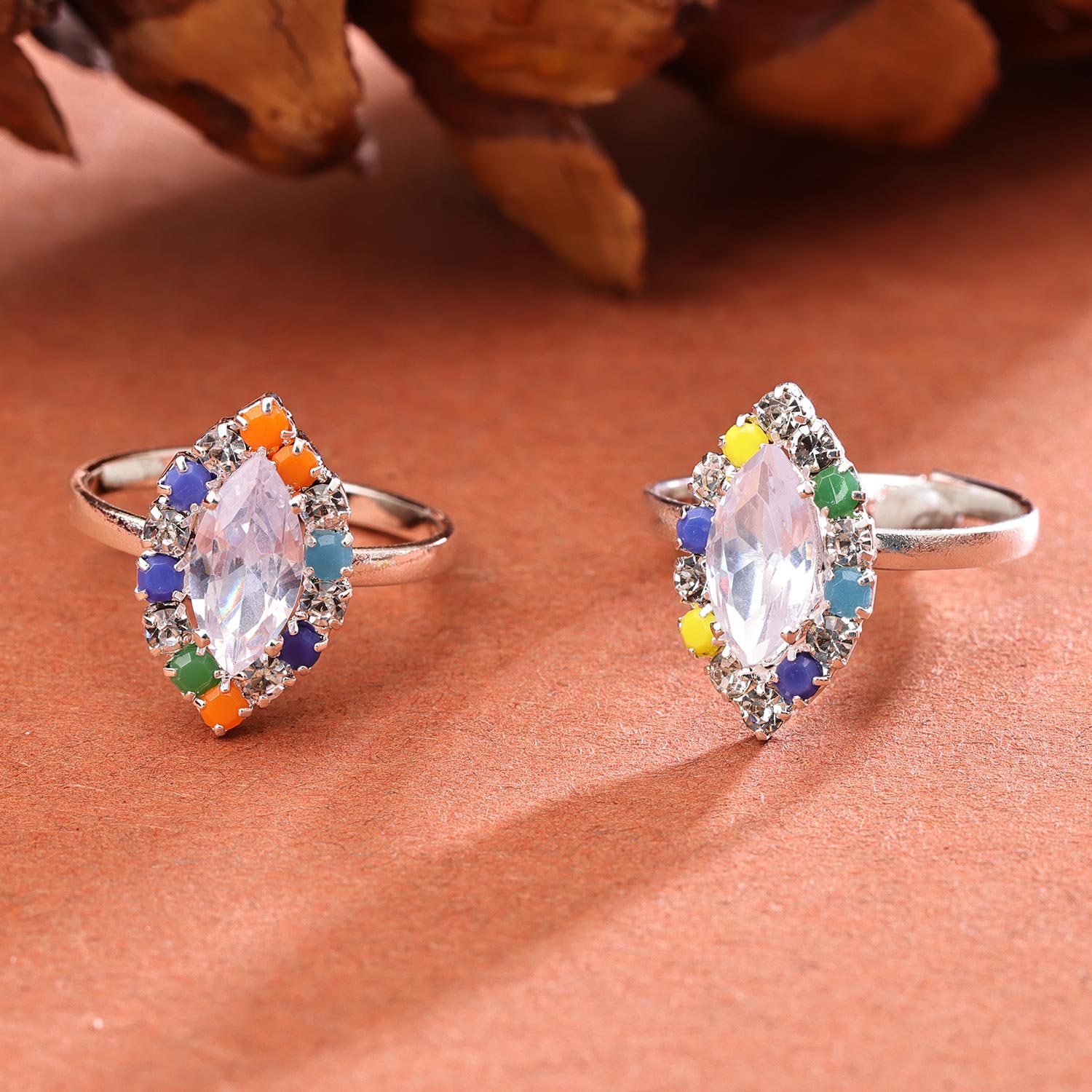 Sukkhi Classic Silver Rhodium Plated AD Toe Ring for Women