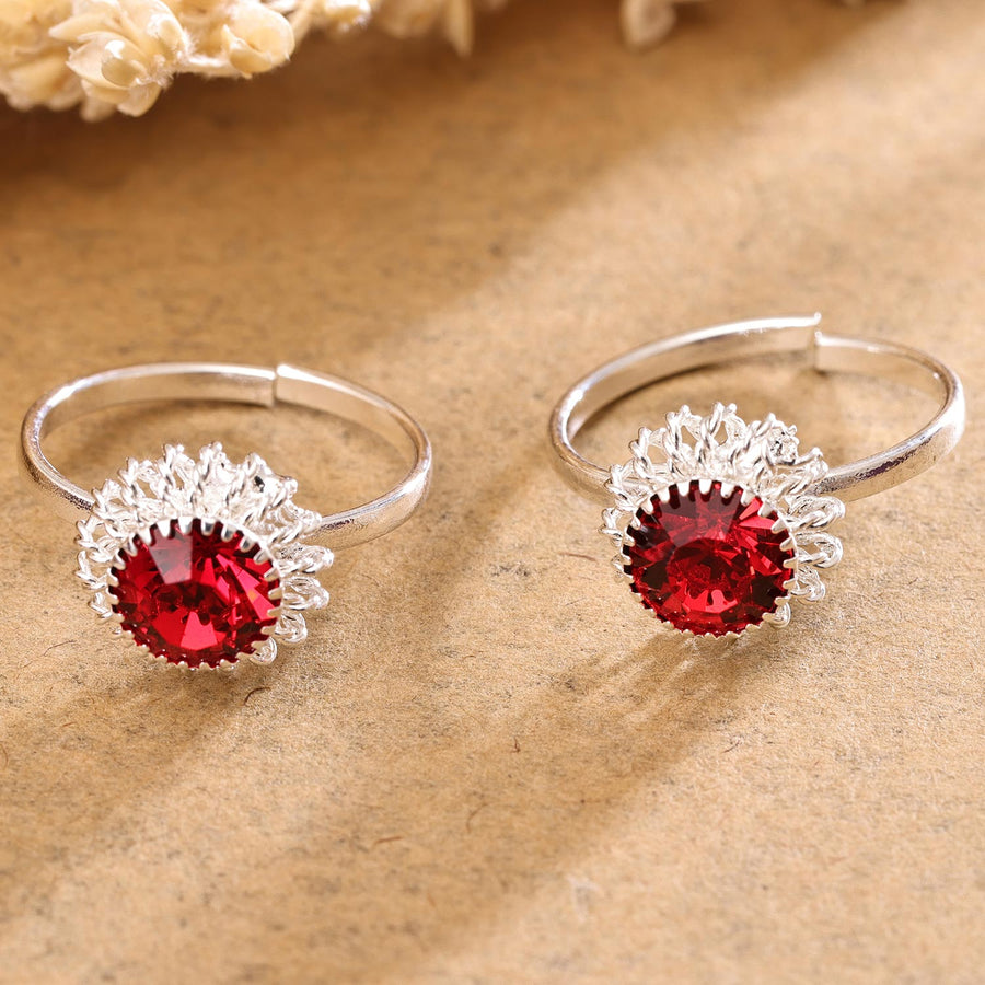 Sukkhi Lavish Silver Rhodium Plated AD Toe Ring for Women