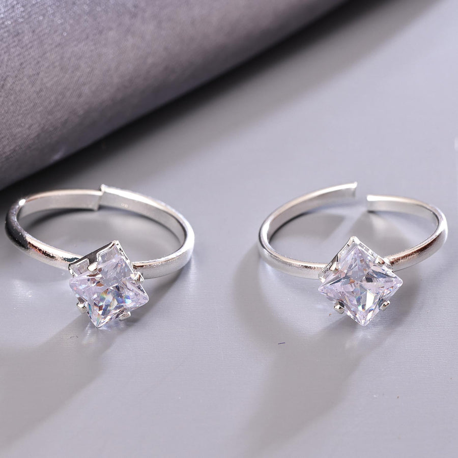 Sukkhi Eye Silver Rhodium Plated AD Toe Ring for Women