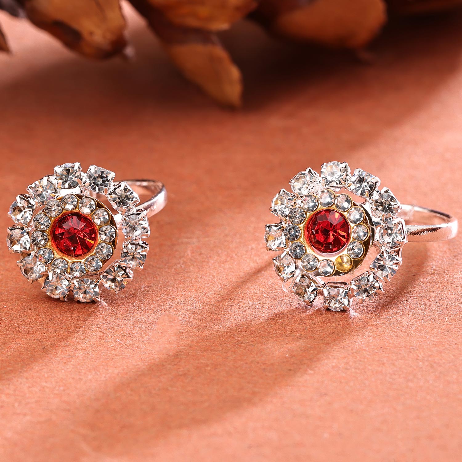 Sukkhi Splendid Silver Rhodium Plated AD Toe Ring for Women