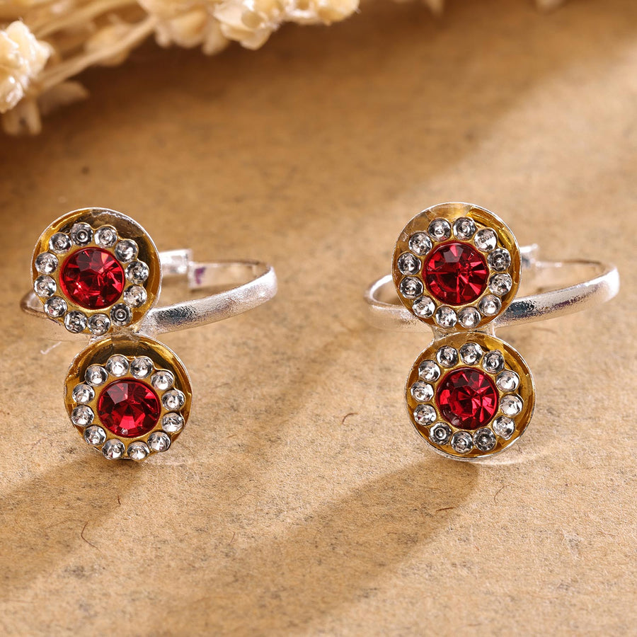 Sukkhi Skparkling Silver Rhodium Plated AD Toe Ring for Women