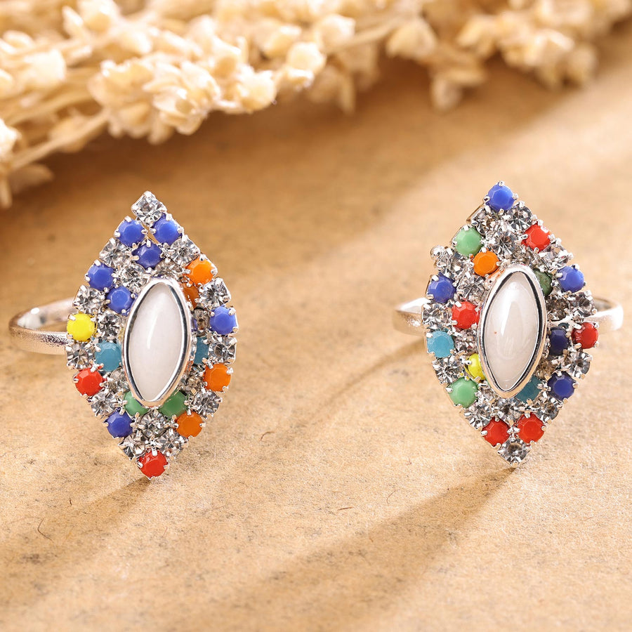 Sukkhi Spectacular Silver Rhodium Plated AD Toe Ring for Women