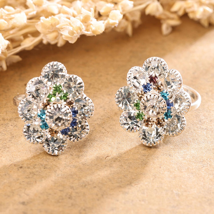 Sukkhi Fancy Silver Rhodium Plated CZ Toe Ring for Women