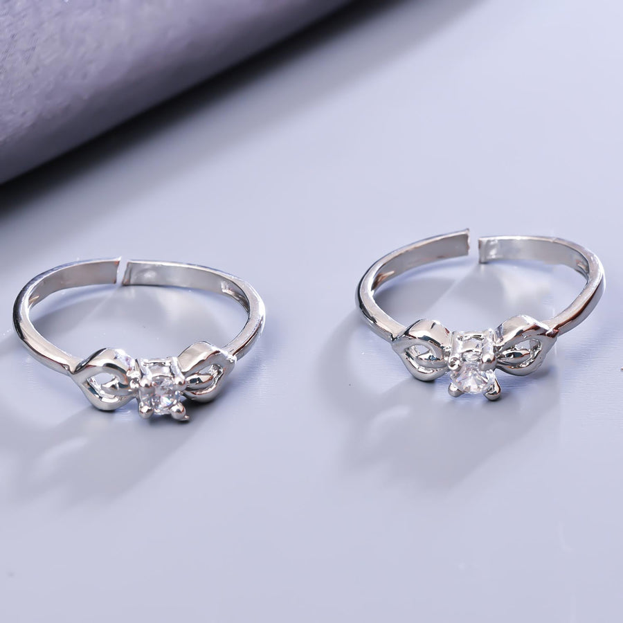 Sukkhi Brilliant Silver Rhodium Plated CZ Toe Ring for Women