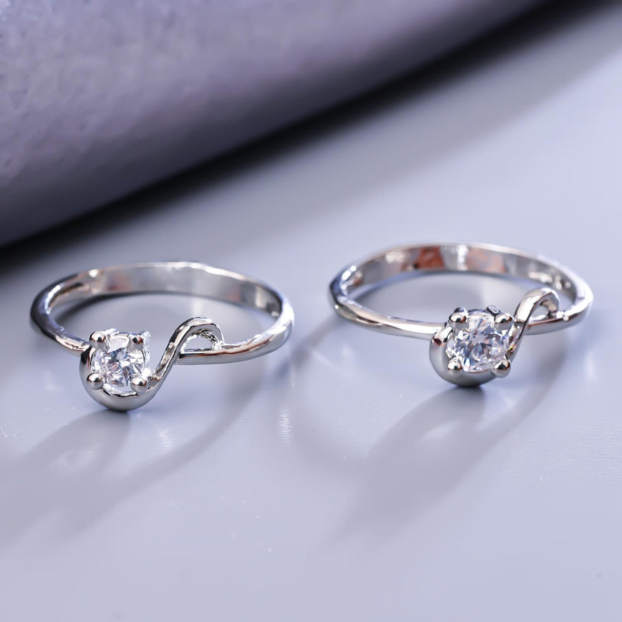 Sukkhi Lovely Silver Rhodium Plated CZ Toe Ring for Women