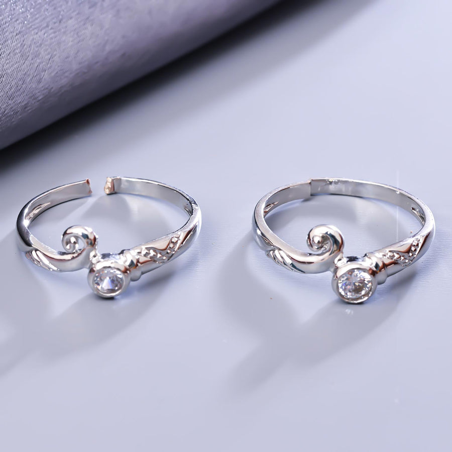 Sukkhi Delightful Silver Rhodium Plated CZ Toe Ring for Women