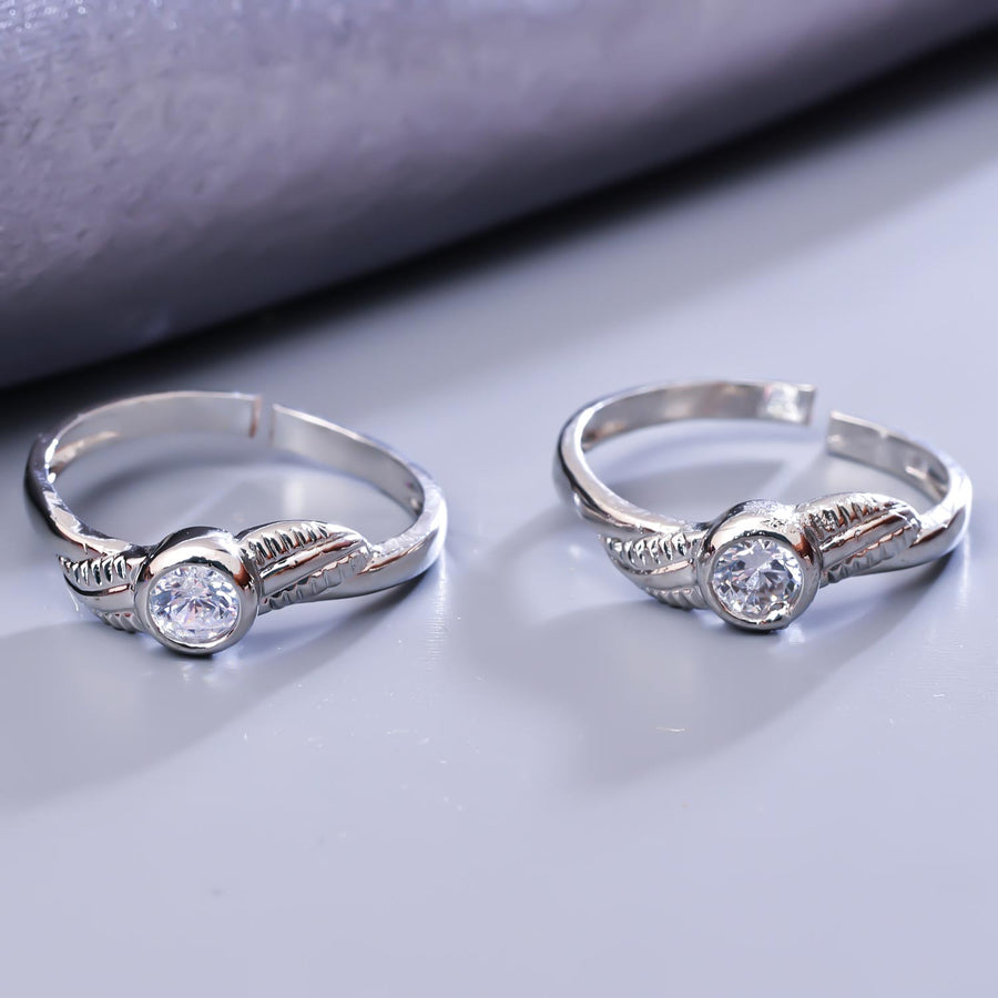 Sukkhi Stunning Silver Rhodium Plated CZ Toe Ring for Women