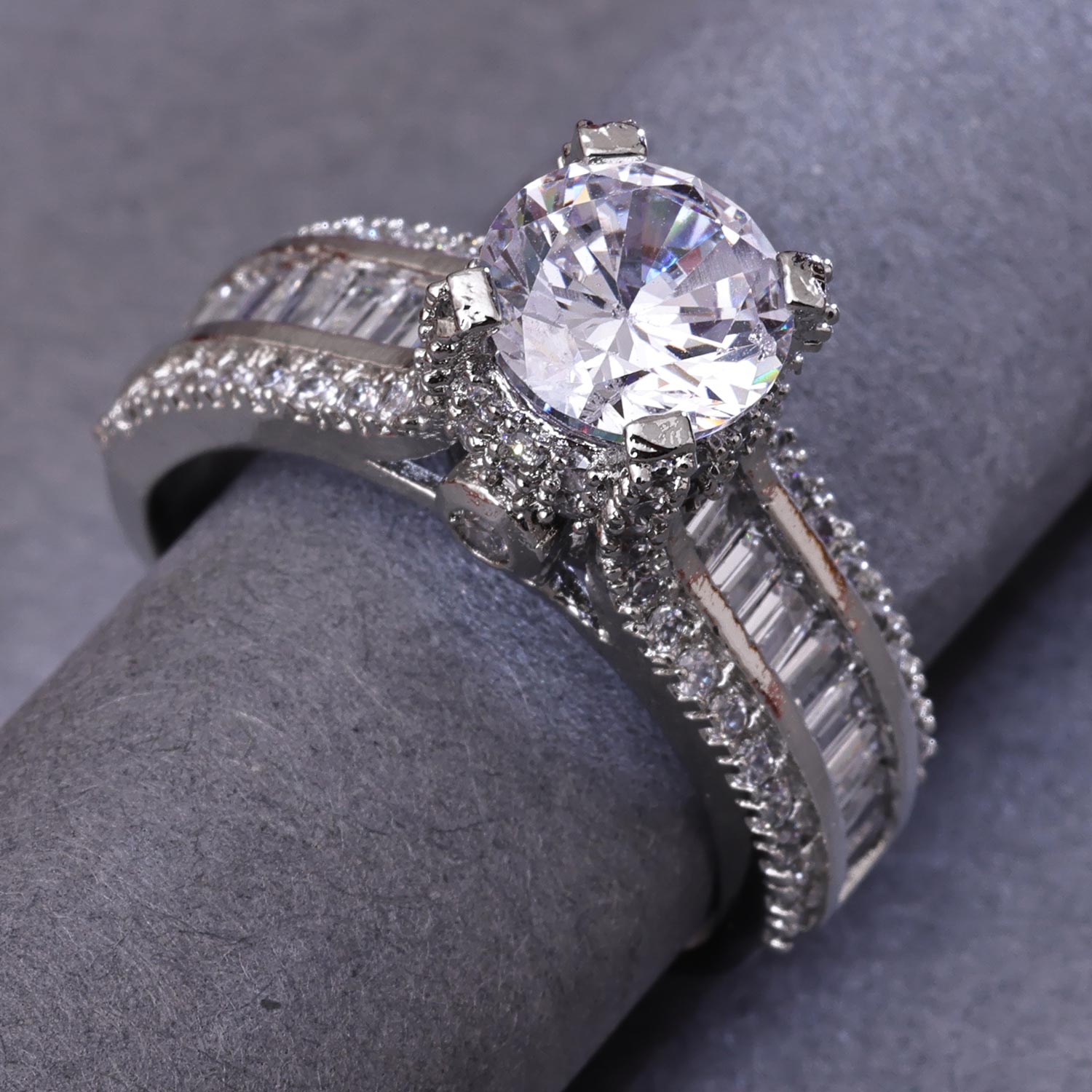 Sukkhi Delicate Silver Rhodium Plated CZ Ring for Women