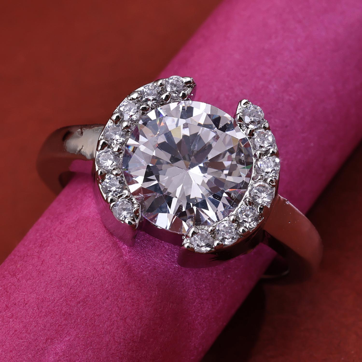 Sukkhi Lovely Silver Rhodium Plated CZ Ring for Women