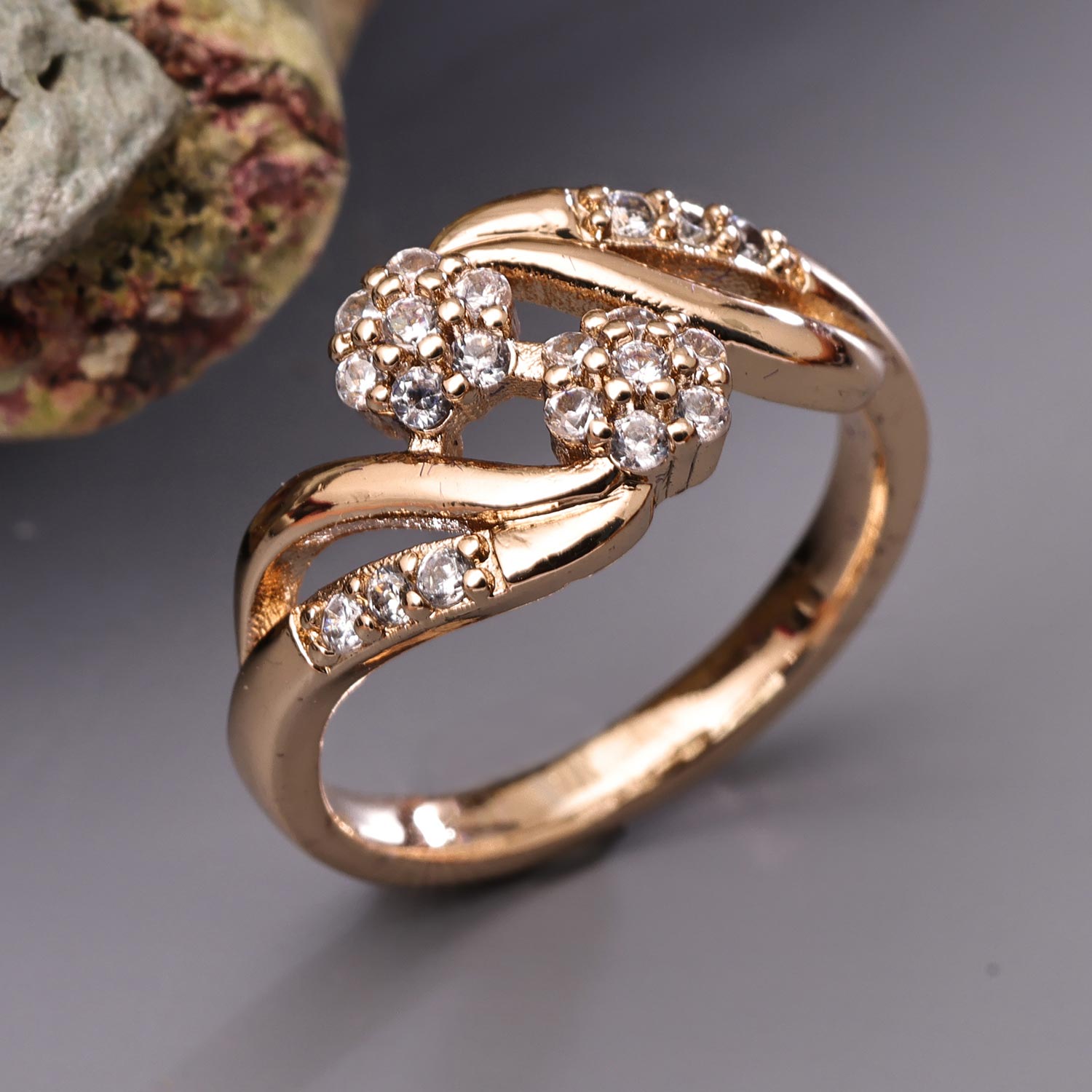 Sukkhi Classic Golden Gold Plated CZ Ring for Women