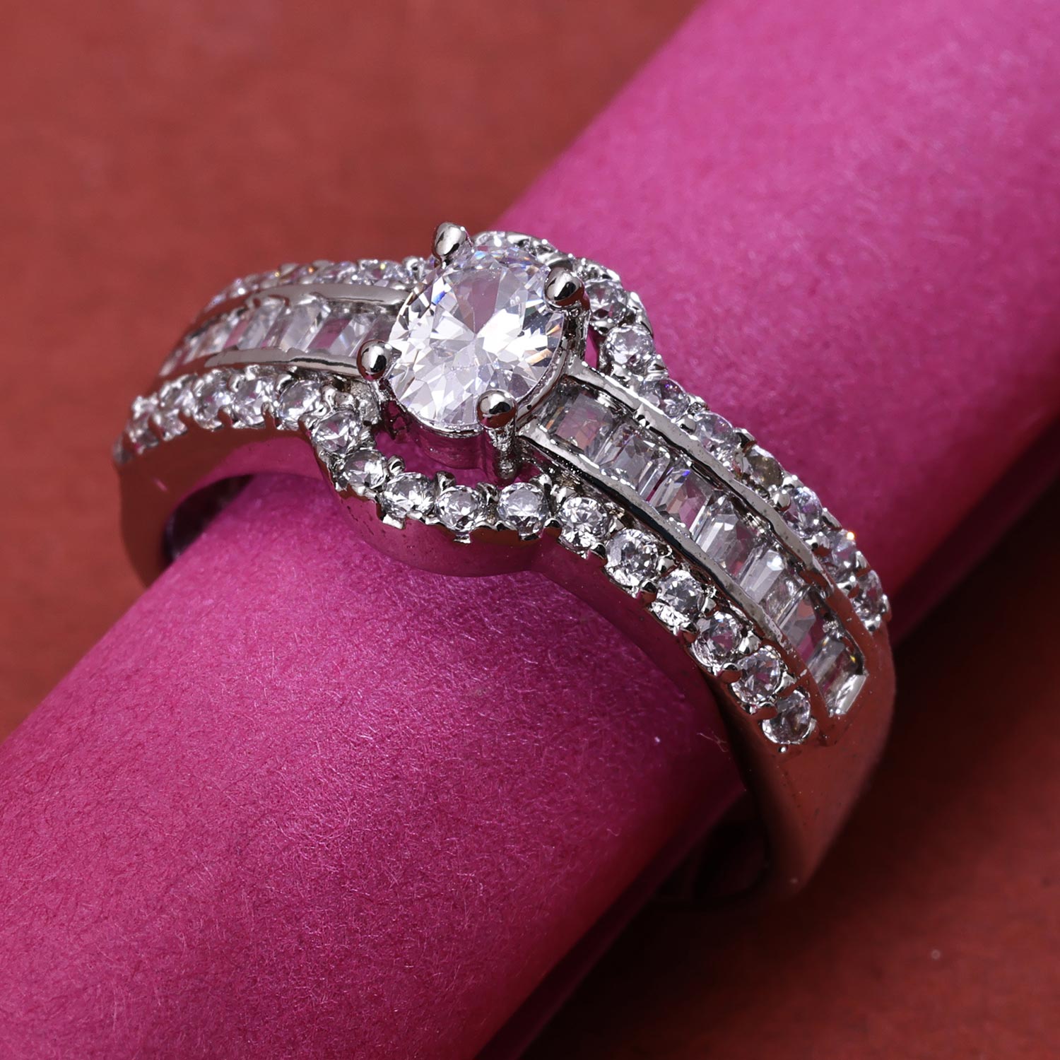 Sukkhi Modern Silver Rhodium Plated CZ Ring for Women